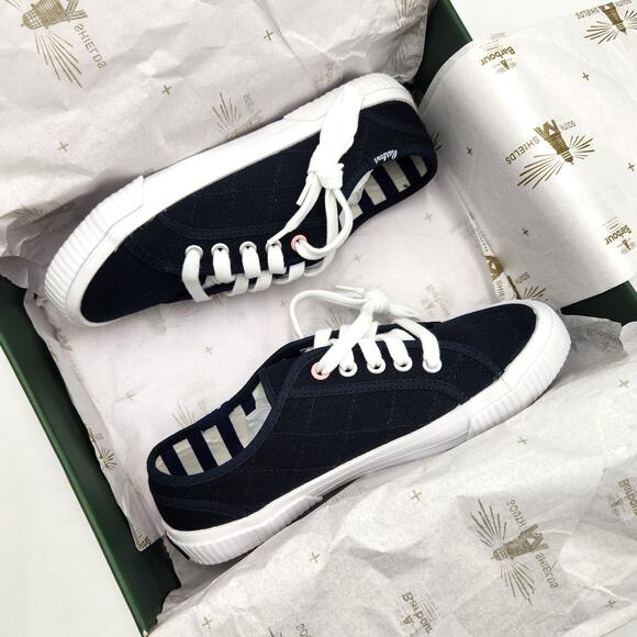 Barbour Women Navy Canvas Hailey Comfort Lace Up Low Top Sneakers Size US 6 - Picture 3 of 8